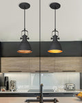 2-Pack Black Pendant Lights Kitchen Island, 6.5" Metal Shade