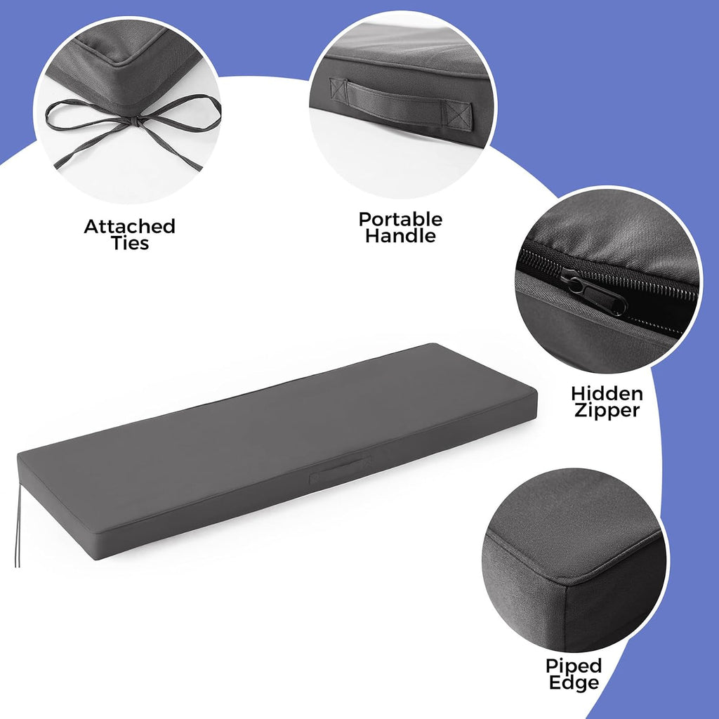 IPYNBAP Outdoor Bench Cushion Waterproof, 48x18x3 Inch, Dark Grey