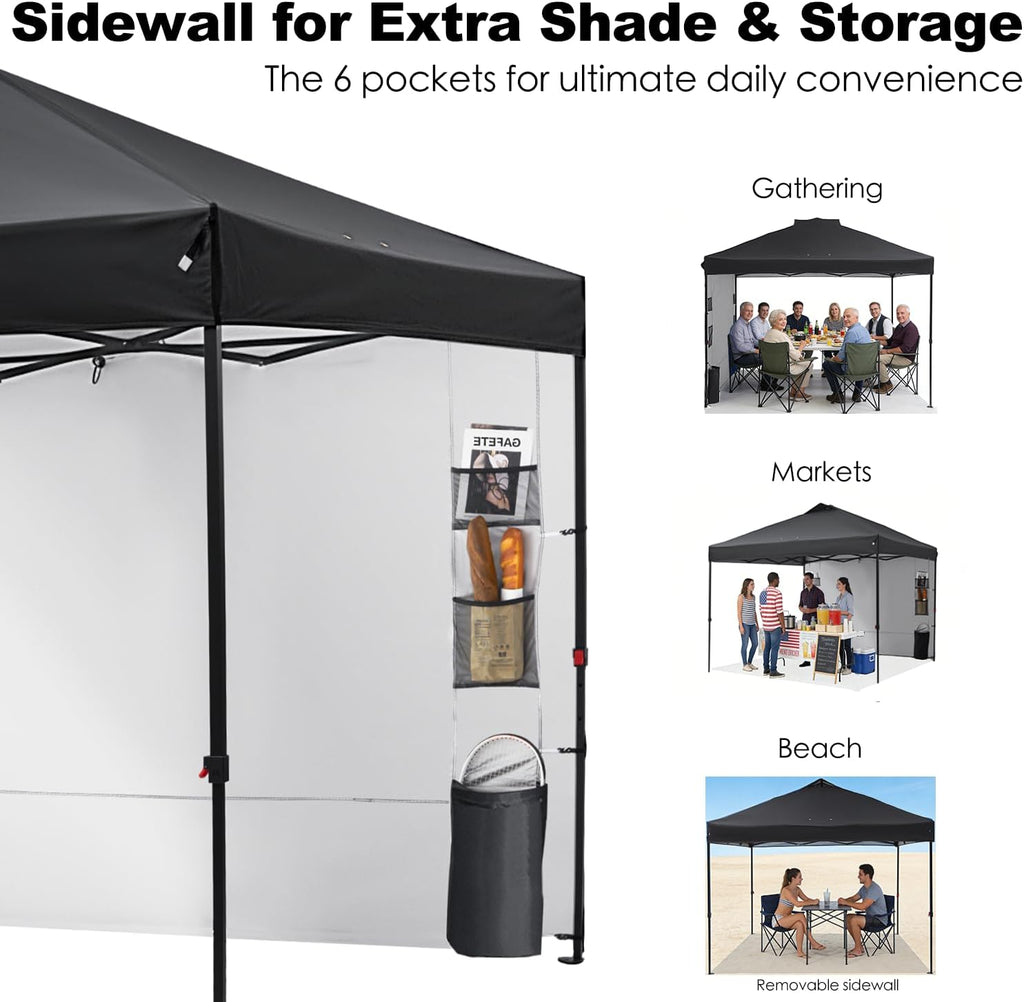 gafete pop up canopy tent outdoor sidewall one, side view