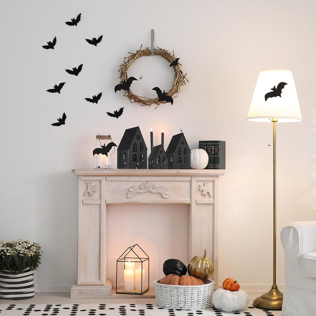 Beeveer 3 Pack Metal Halloween Haunted Houses Black Village House Decor
