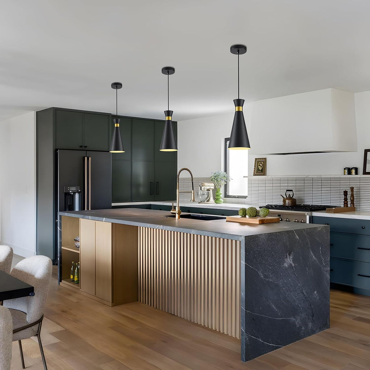 2026 New Pendant Lights Kitchen Island 3 Pack 13"H Gold Black Pendant Light