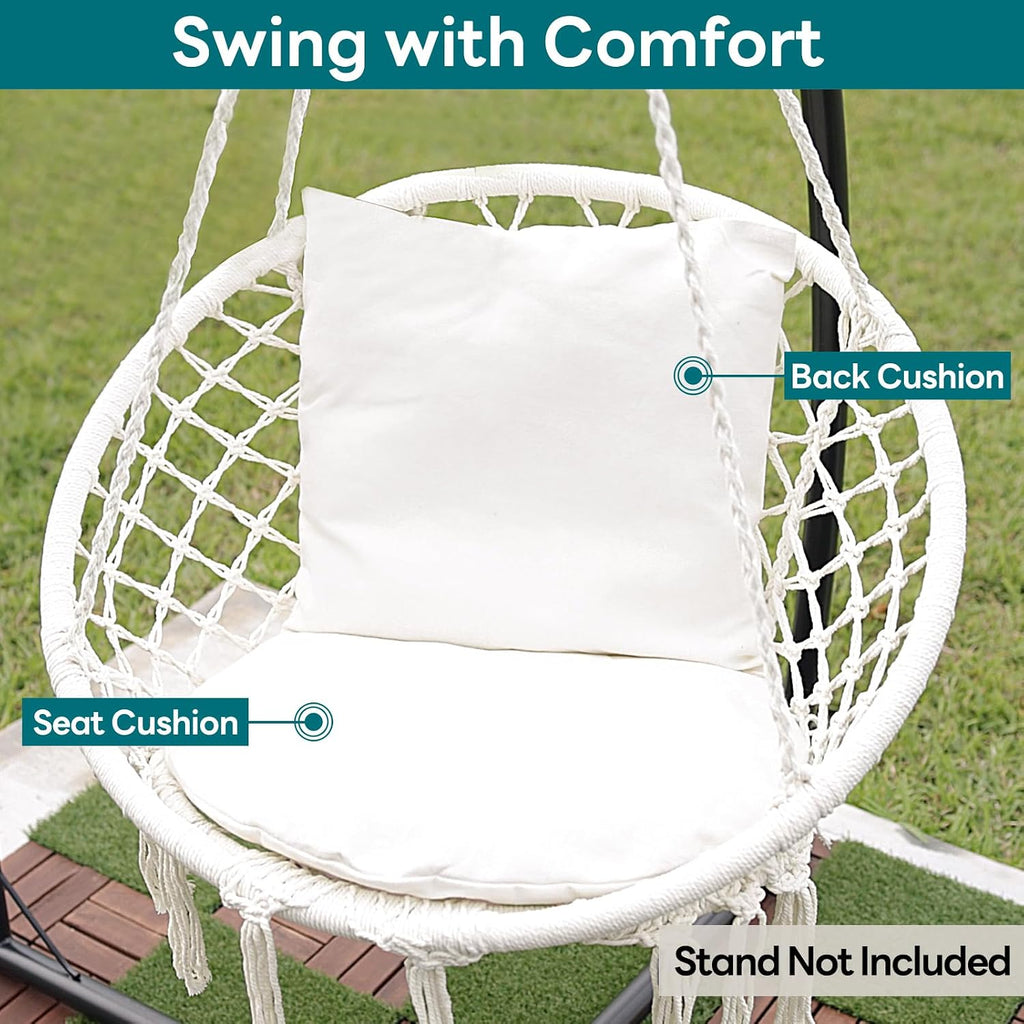 joyview macrame hammock chair, hanging chair with 2, close-up detail