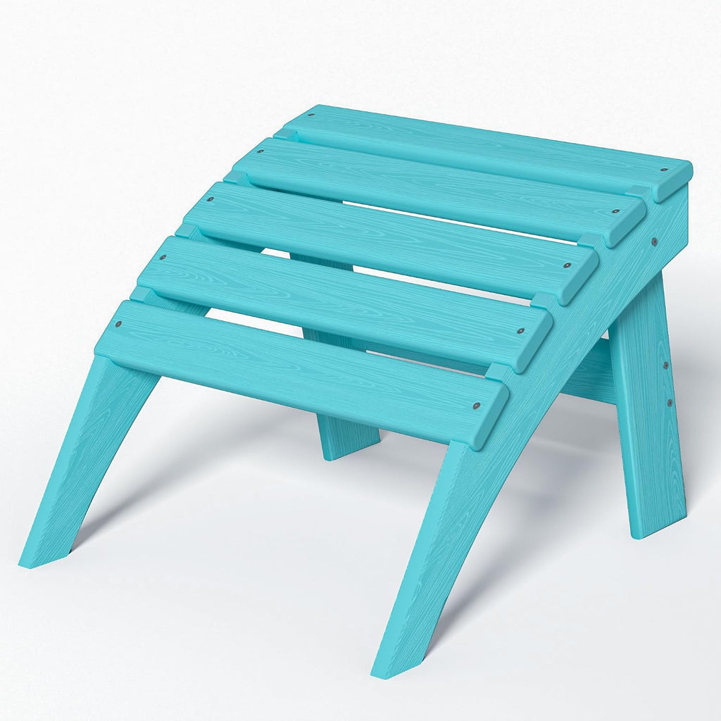 nevilywood HDPE Folding Ottoman, Adirondack Chair Footrest, Aruba Blue