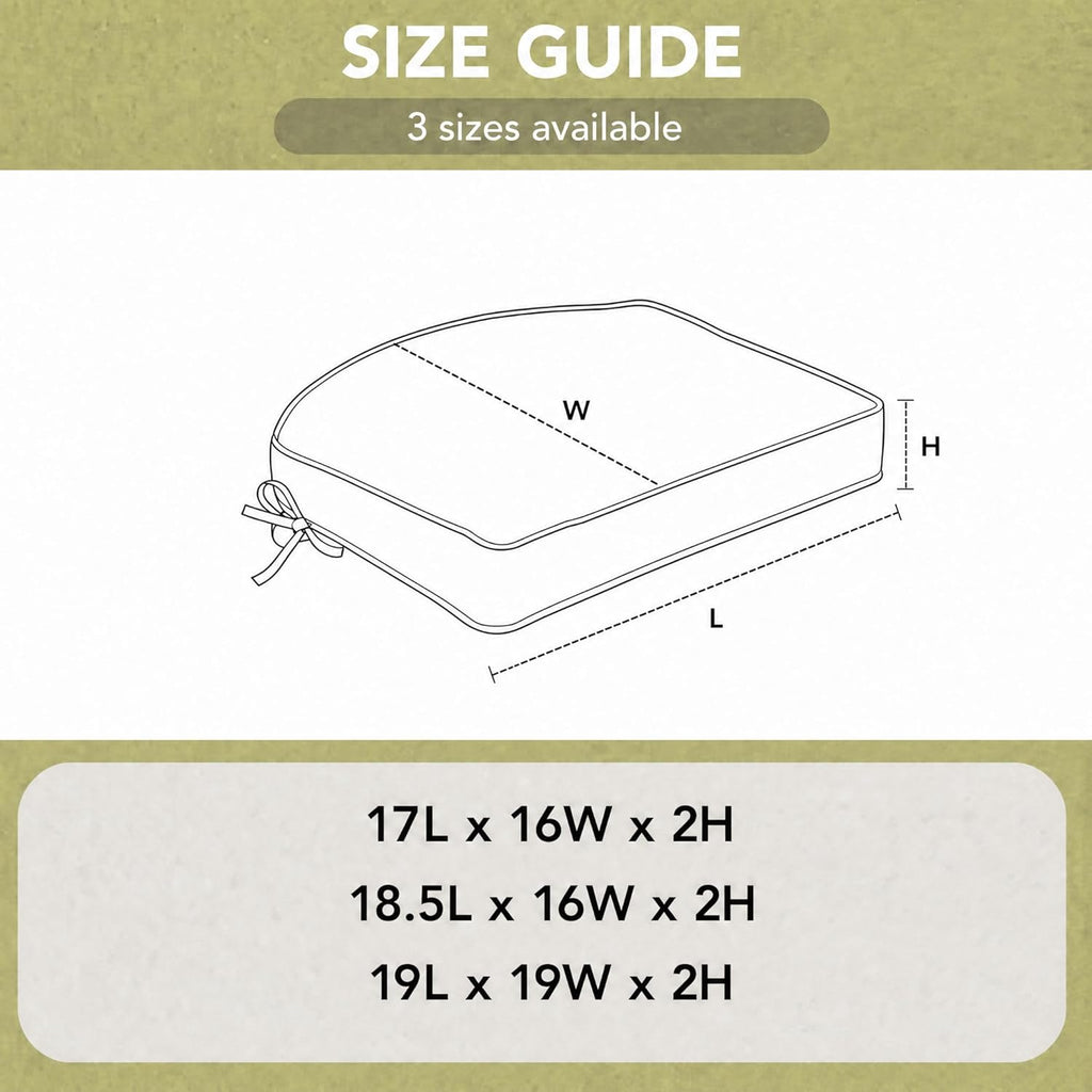 Outdoor Chair Cushions, Fade-Resistant & Water-Resistant, D Shaped Patio Furniture Seat Chair Pads Replacement with Ties, Non-Slip Bottom, Removable Cover, Set of 6, 18.5 x 16 Inch, Natural