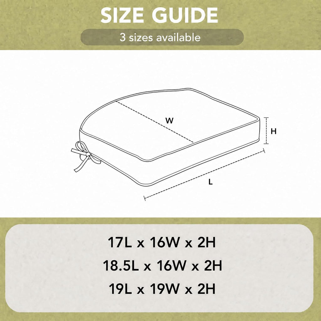 Outdoor Chair Cushions, Fade-Resistant & Water-Resistant, D Shaped Patio Furniture Seat Chair Pads Replacement with Ties, Non-Slip Bottom, Removable Cover, Set of 4, 17 x 16 Inch, Natural