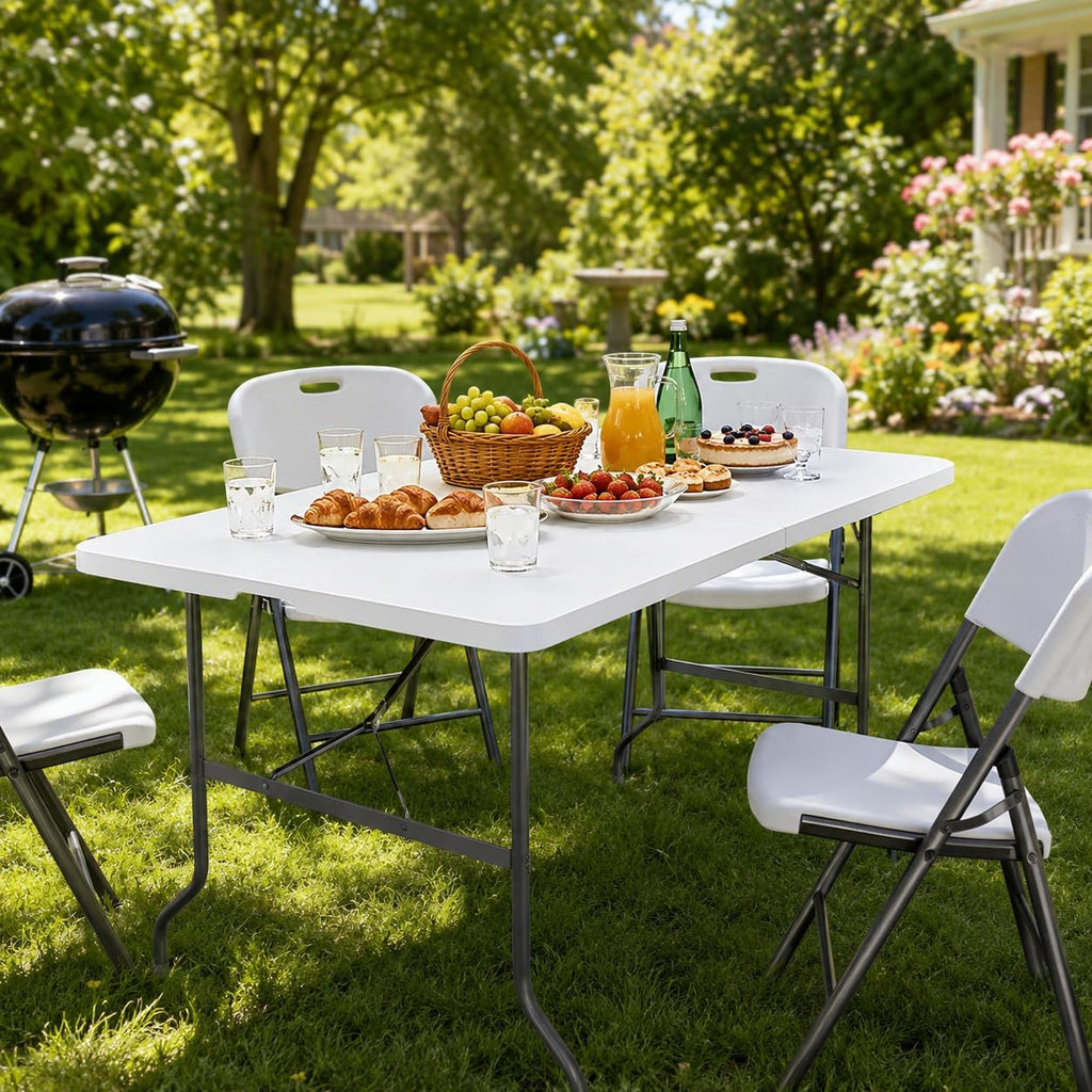Camp Field 4FT Folding Table, Heavy Duty, 330 lb Capacity, White
