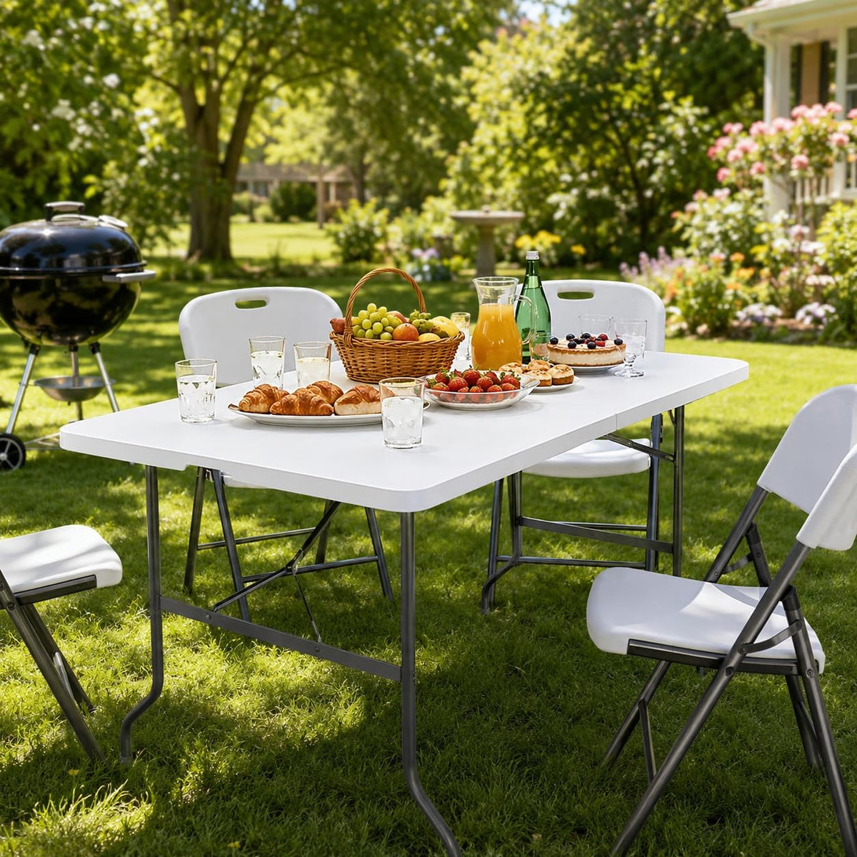 Camp Field 4FT Folding Table, Heavy Duty, 330 lb Capacity, White