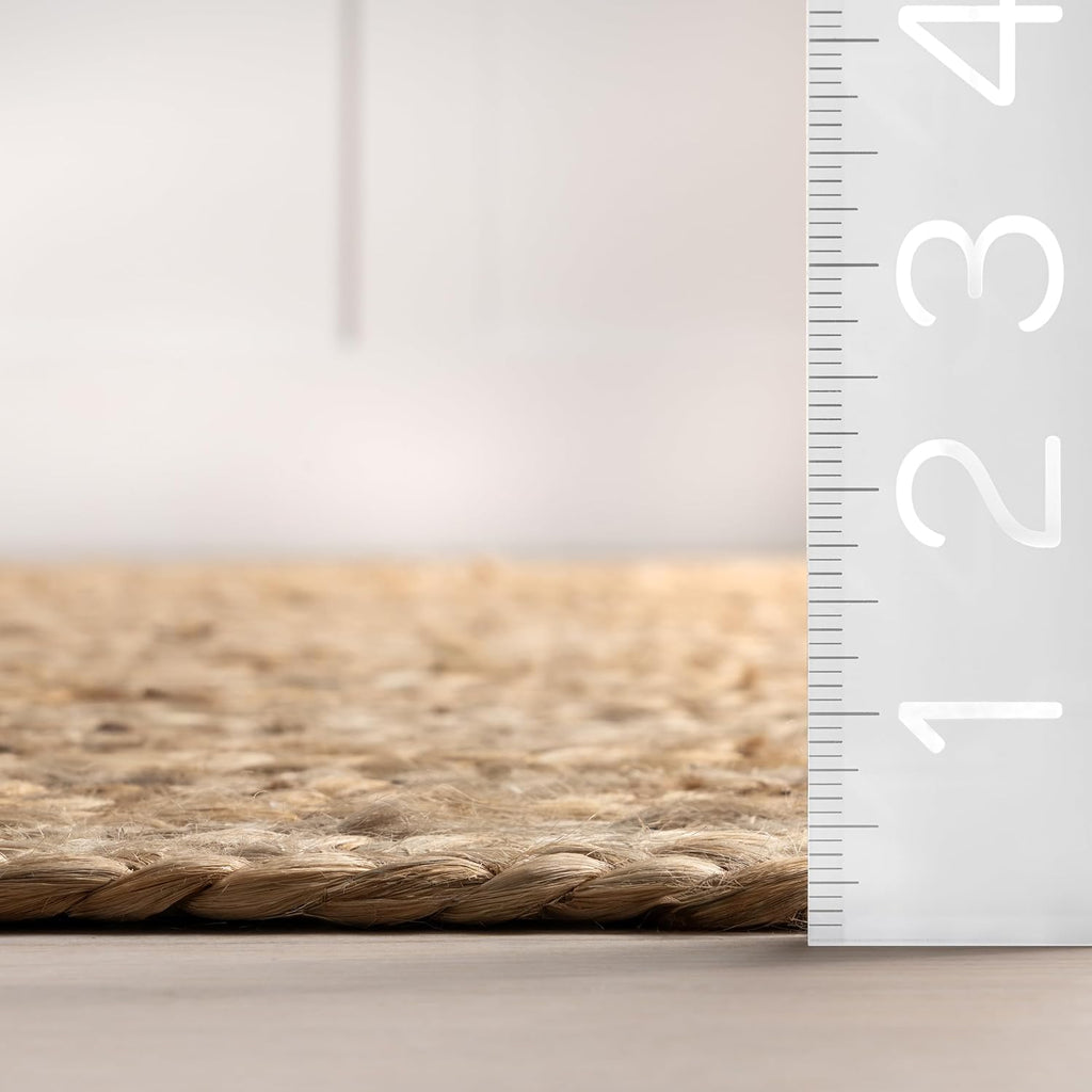 nuLOOM Rigo Natural Solid Flatweave Area Rug, Oval 9' x 12'