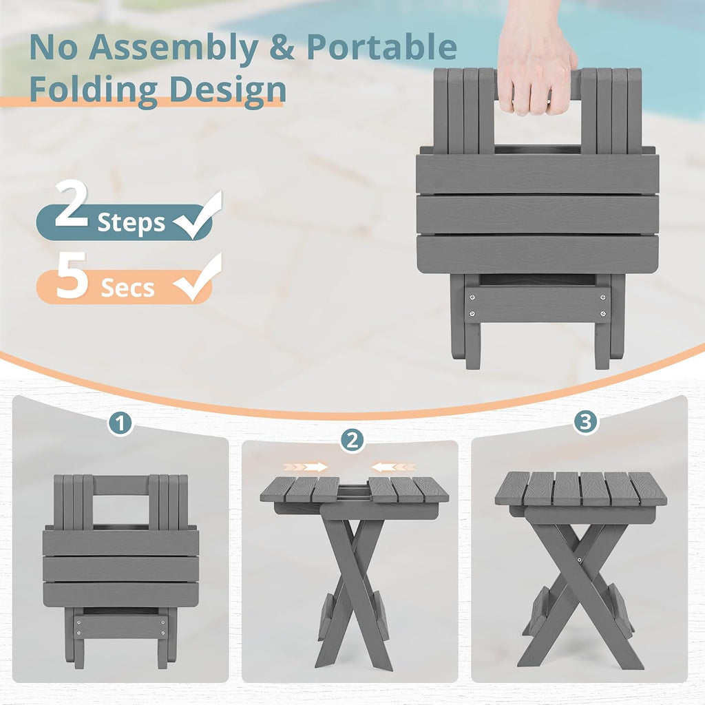 lue bona small outdoor folding side table hdps showing dimensions