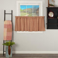 VHC Brands Sawyer Mill Plaid Cotton Farmhouse Kitchen Curtains Rod Pocket Hanging Loops 24 Inches Length, Tier Pair, Red