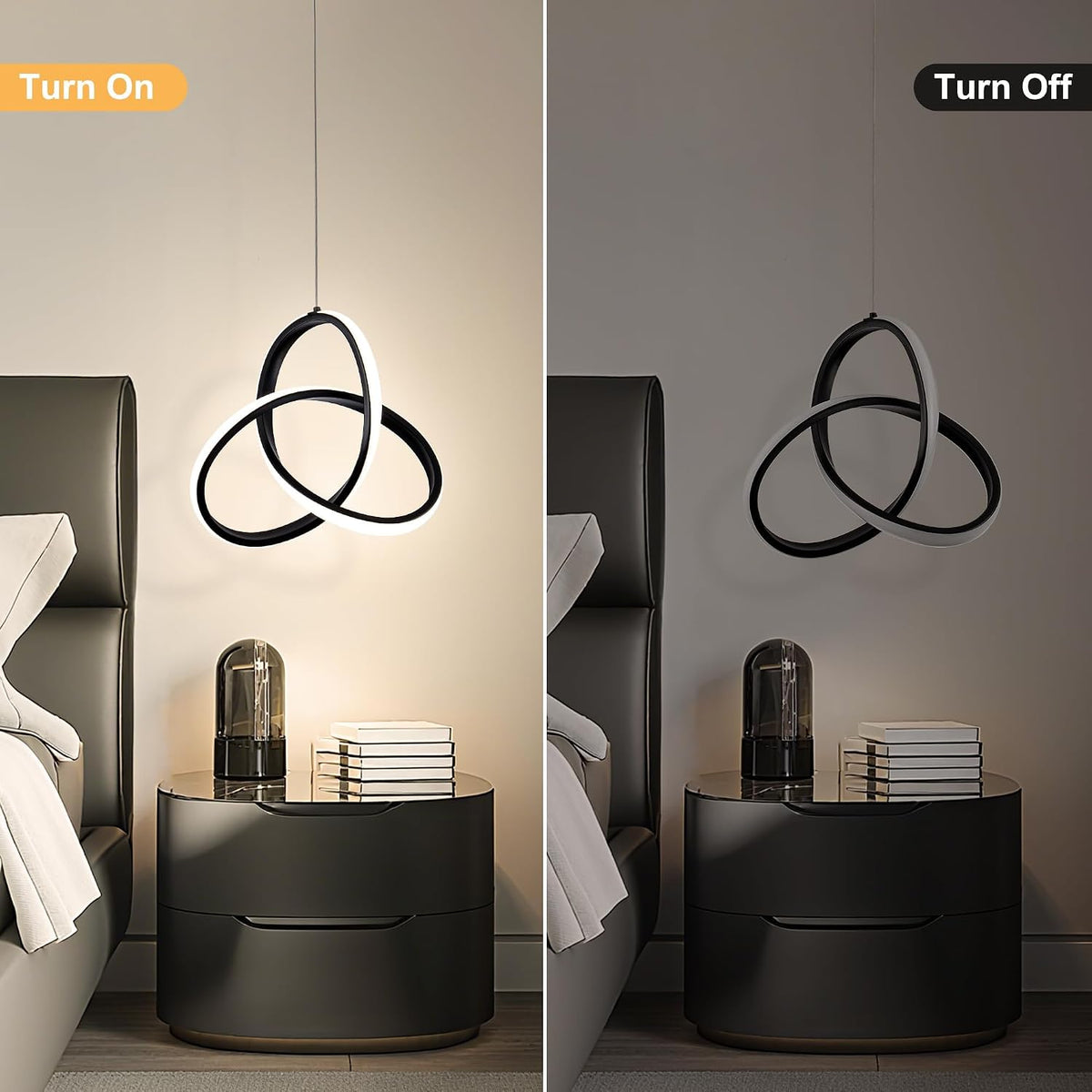 MAYNA Modern Spiral Led Chandelier,Modern Pendant Light 3 Pack (Black)