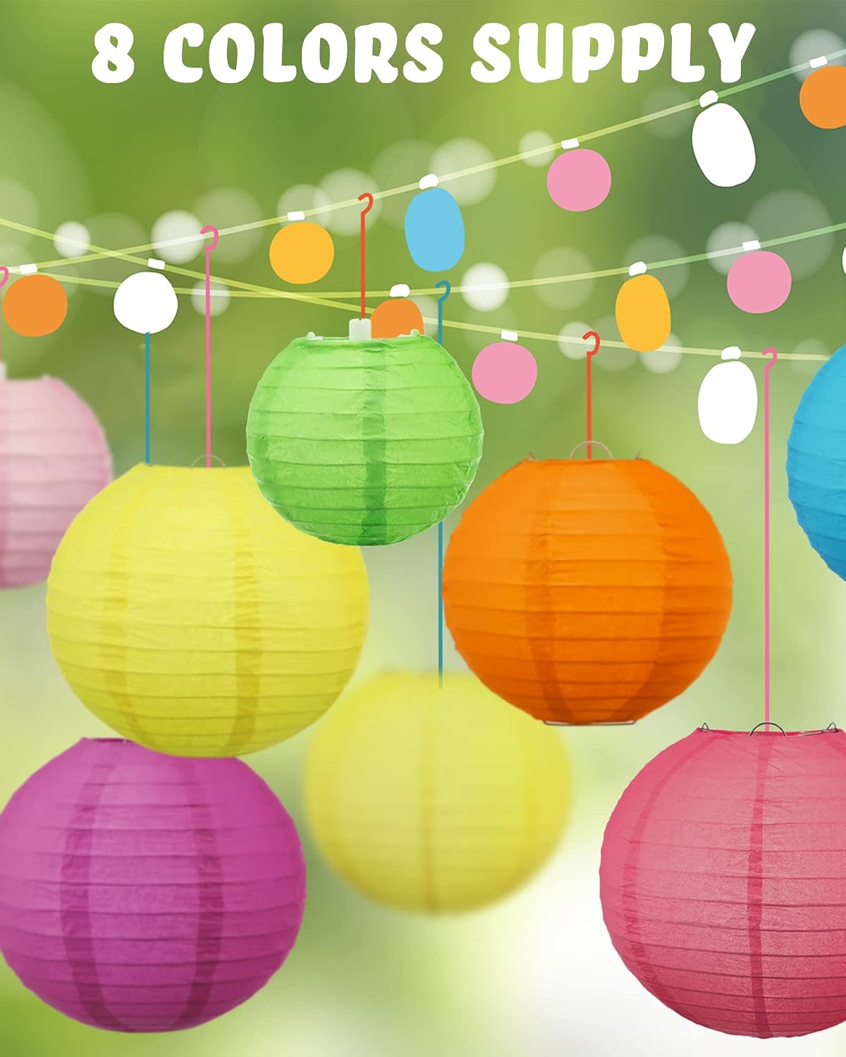 Treela 80 Pcs Colorful Paper Lanterns Chinese Japanese Lantern Party Decor