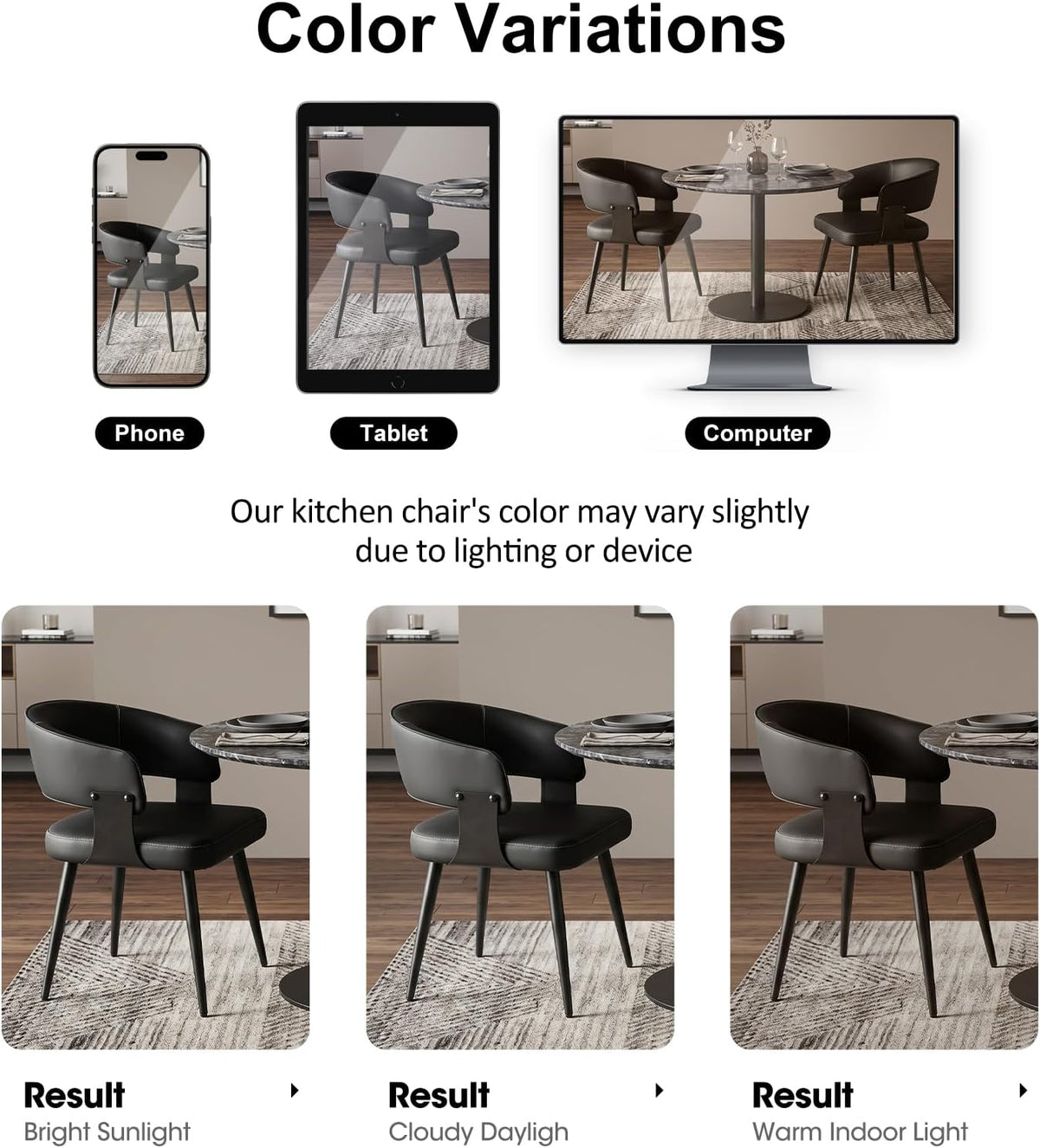 Dining Chairs Set of 6, Modern Faux Leather Kitchen Chairs