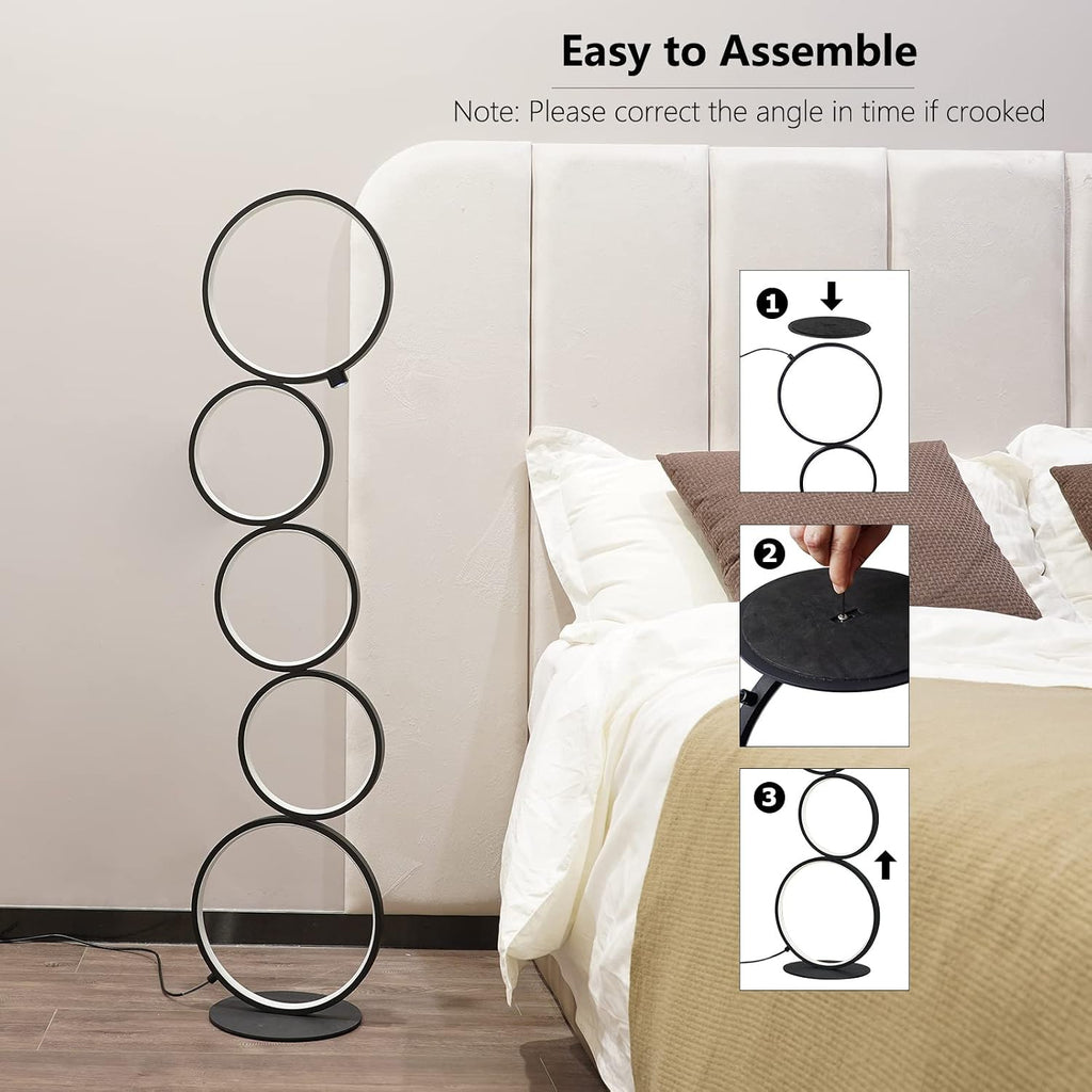 NUÜR 43.3" Modern Ring LED Floor Lamp, Dimmable Standing Lamp