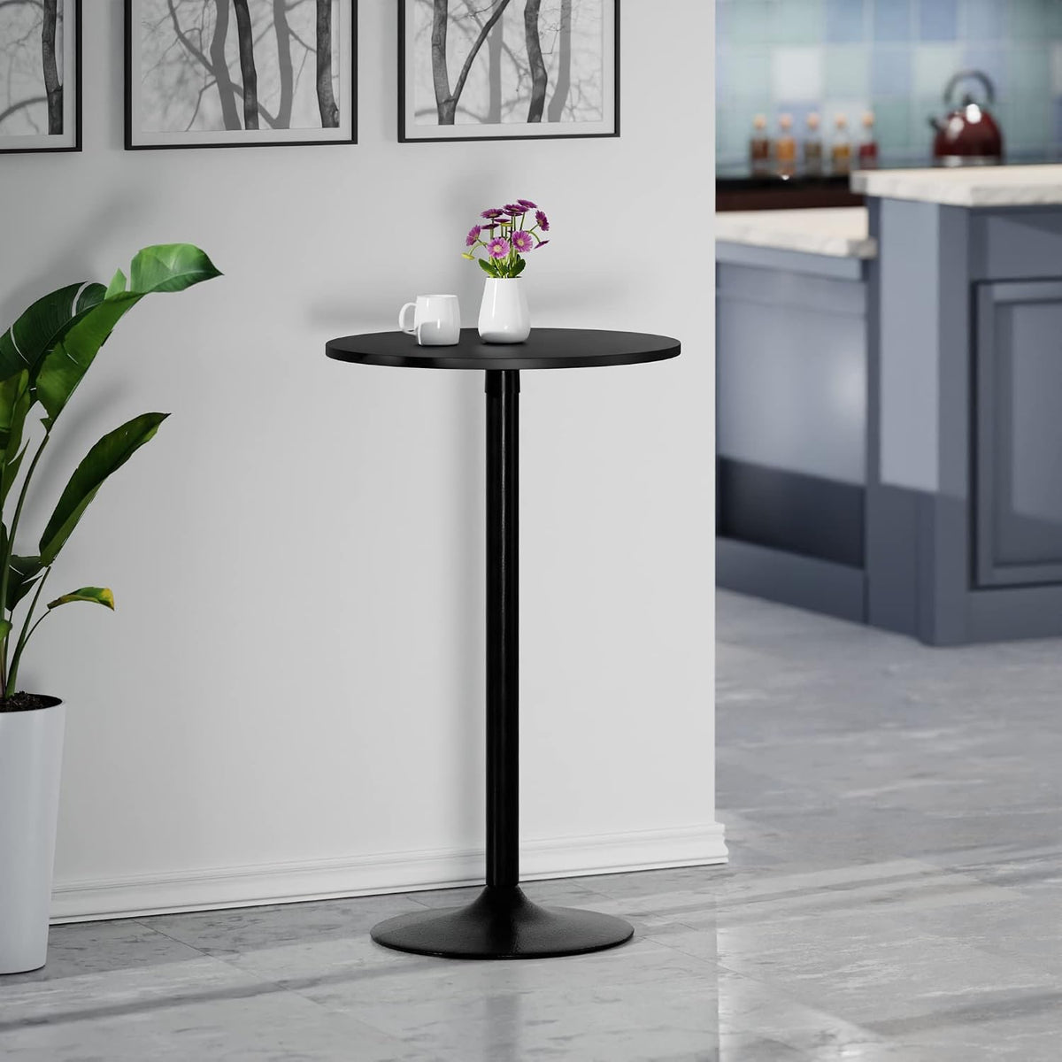 Winsome Obsidion Round Tall Pub Table, Black, 40"