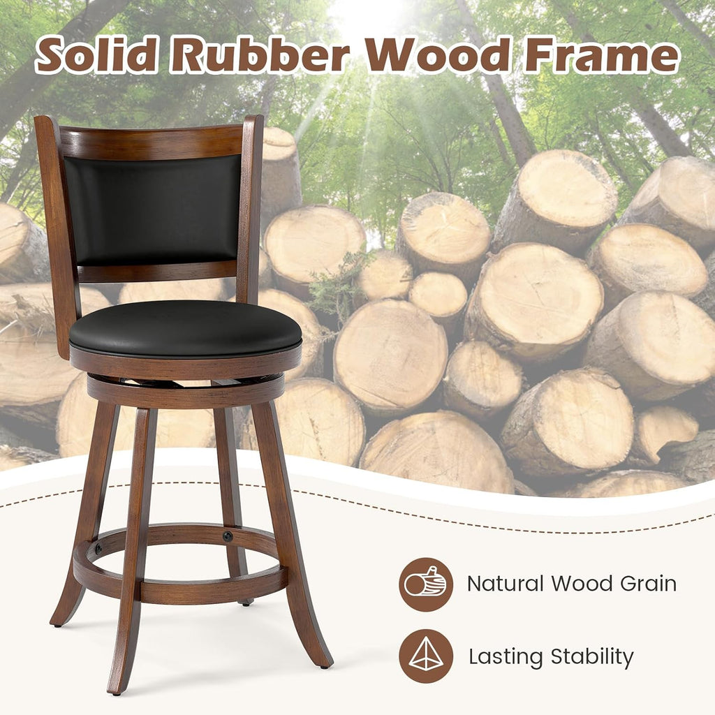 COSTWAY Bar Stools Set of 2, 360 Degree Swivel
