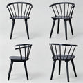 DUHOME Wooden Black Dining Chairs Set of 4, Windsor Dining Room Chairs with Arms Farmhouse Spindle Back Wood Kitchen Chairs with Curve Back, Mid Century Modern Style