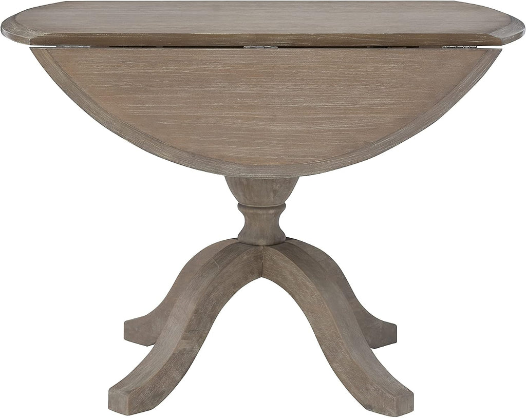 Linon Home Decor Mauro Antique Rustic Brown Drop Leaf Small Dining Table with Pedestal Base