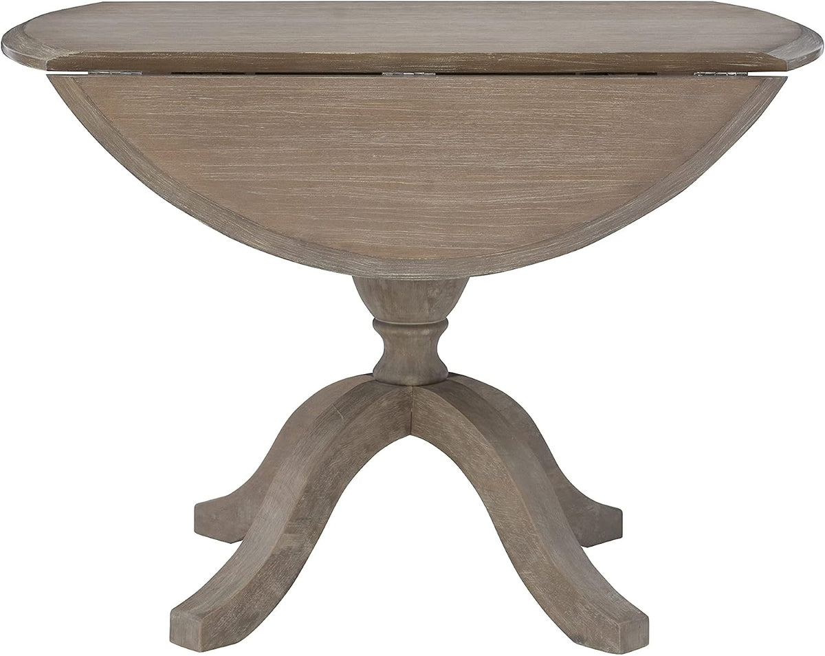 Linon Home Decor Mauro Antique Rustic Brown Drop Leaf Small Dining Table with Pedestal Base