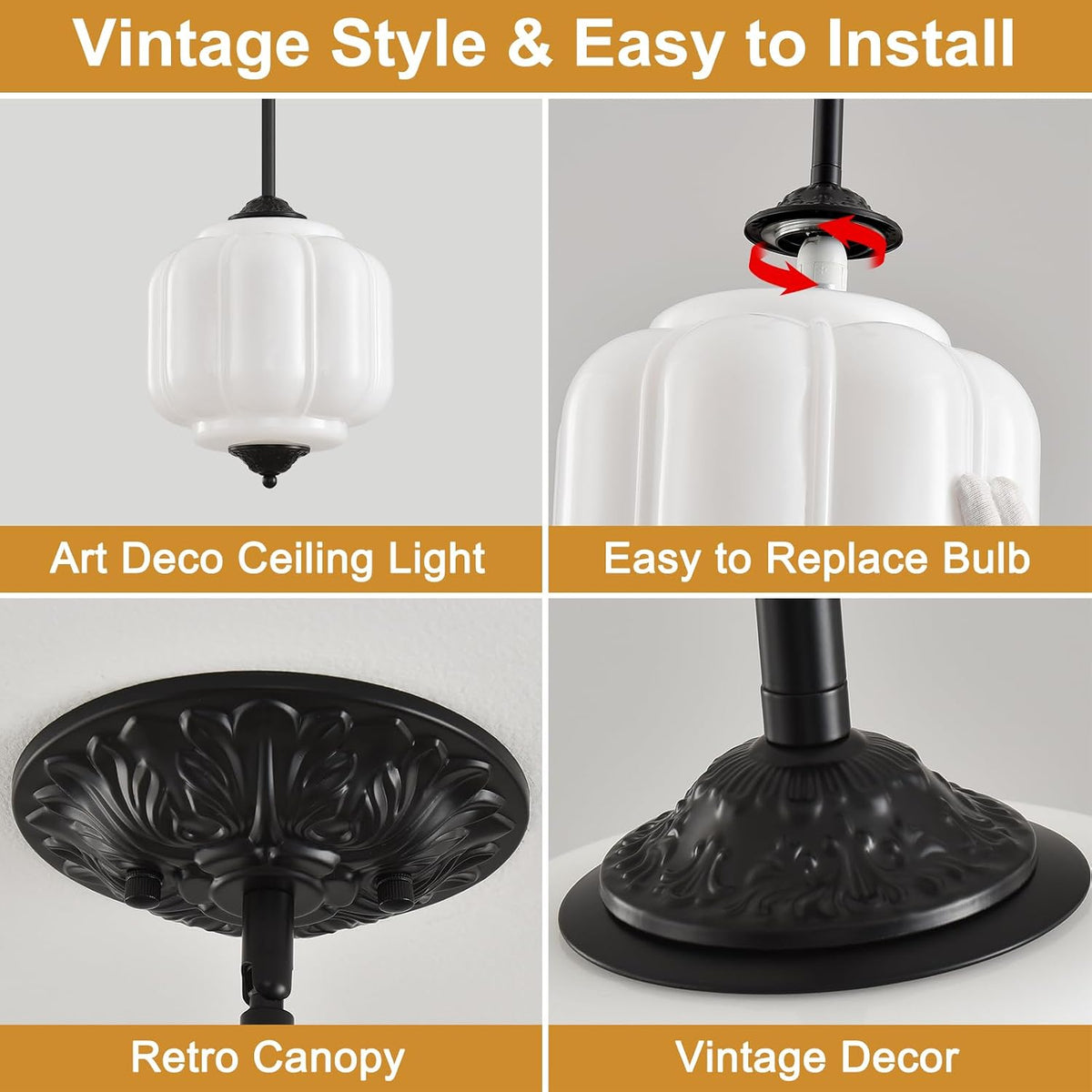 9in milk glass schoolhouse light fixture vintage, bulb, front angle view