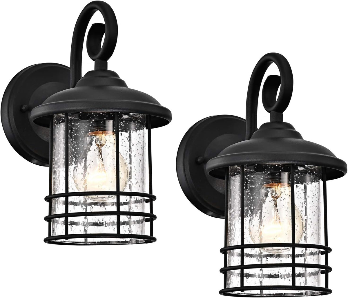 MICSIU 5.5" Wide Compact Narrow Farmhouse Matte Black Porch Light 2 Pack