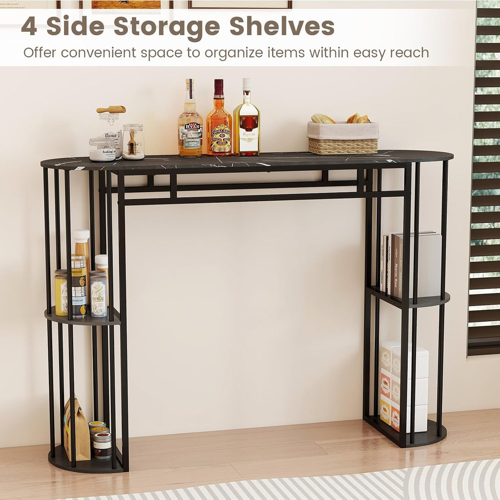 COSTWAY Bar Table, 60-Inch Long Pub Rectangular High Top Pub Table