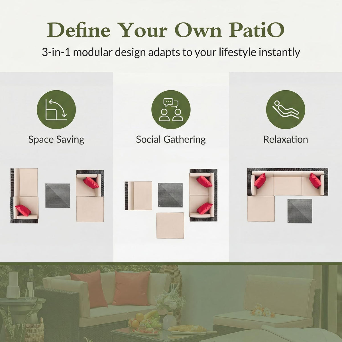 Devoko 5 Pieces Patio Furniture Sets Outdoor Sectional Patio Sofa