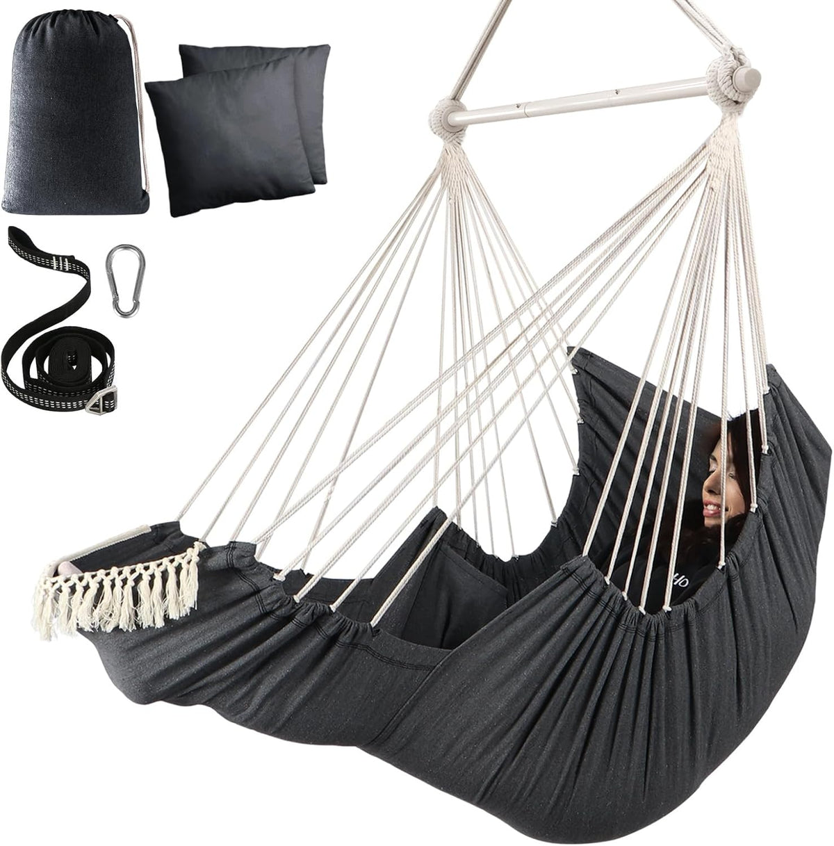 Chihee Hammock Chair Foot Rest 2 Cushions Max 500 lb Metal Spreader Bar