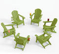 PLUUV Folding Adirondack Chairs Set of 6 with Cup Holder, Apple Green