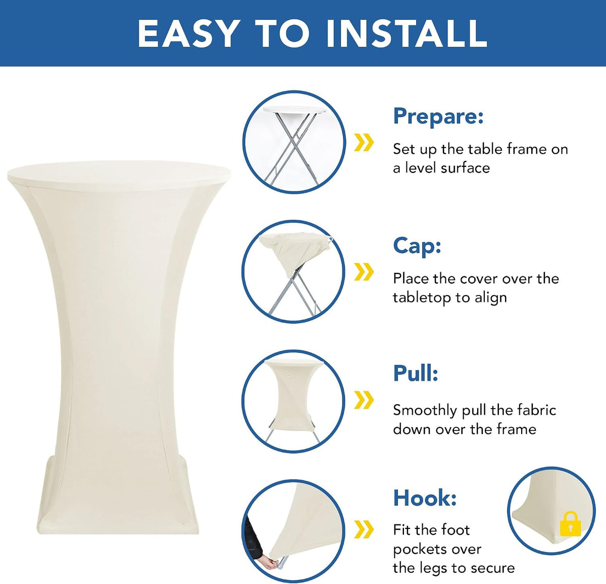 cocktail table covers-spandex round high top table cloths showing dimensions