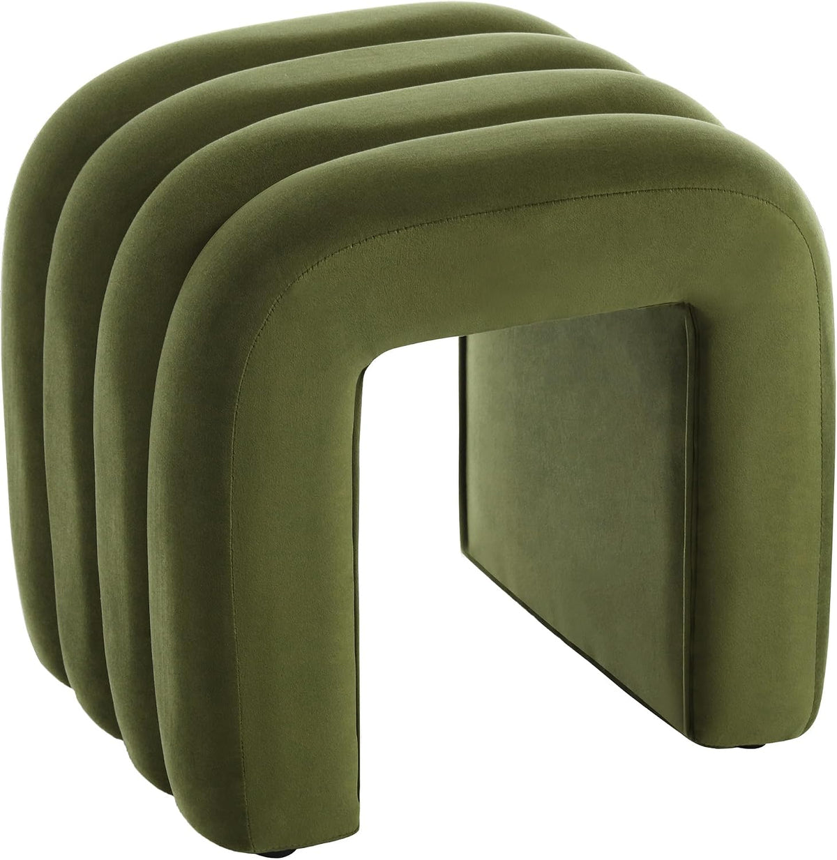 Olive Green Velvet Ottoman Stool, Small Vanity Stool
