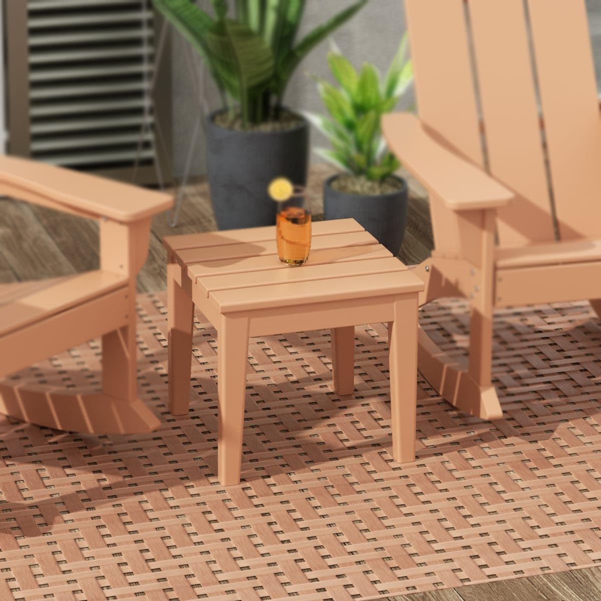 WestinTrends Ashore Outdoor Patio Modern Adirondack Side Table, Teak