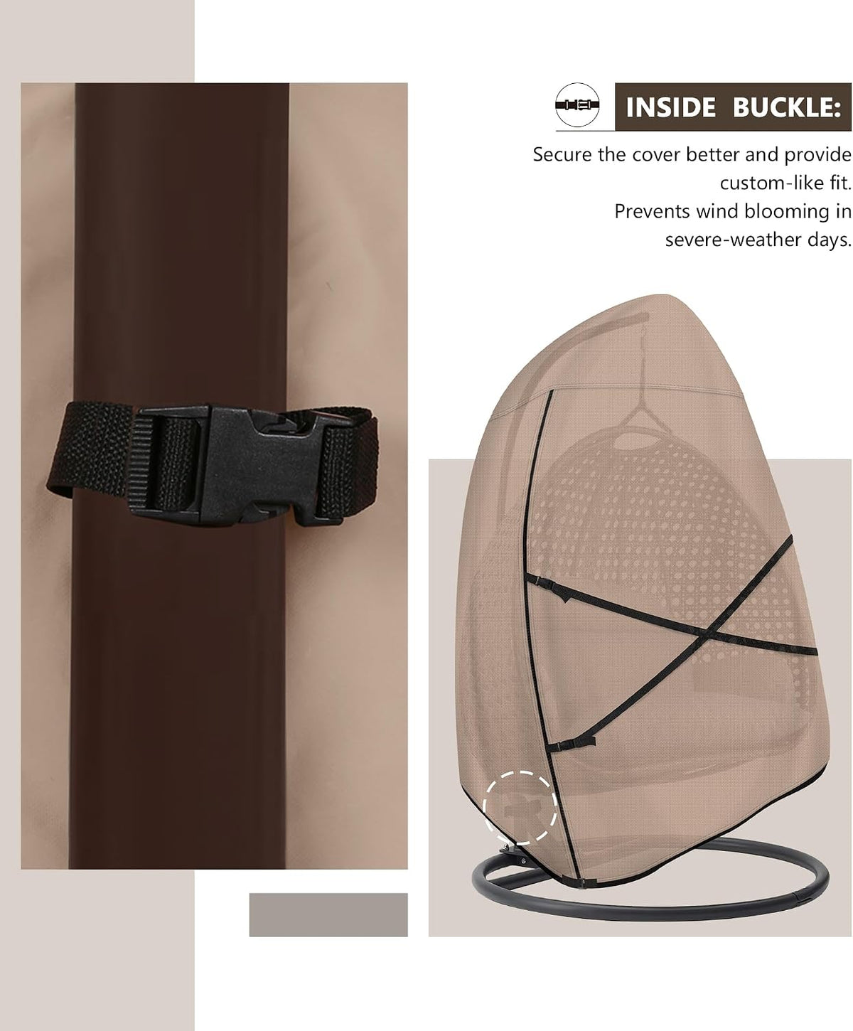 ultcover patio hanging egg chair cover, 66w x showing dimensions