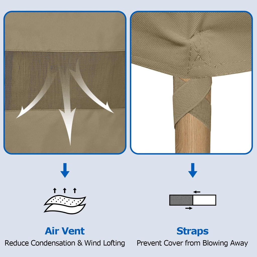 SunPatio Outdoor High Back Chair Covers, Heavy Duty Waterproof Stackable Patio Furniture Covers, All Weather Protection, 2 Pack -27" W x 30" D x 42" H, Taupe
