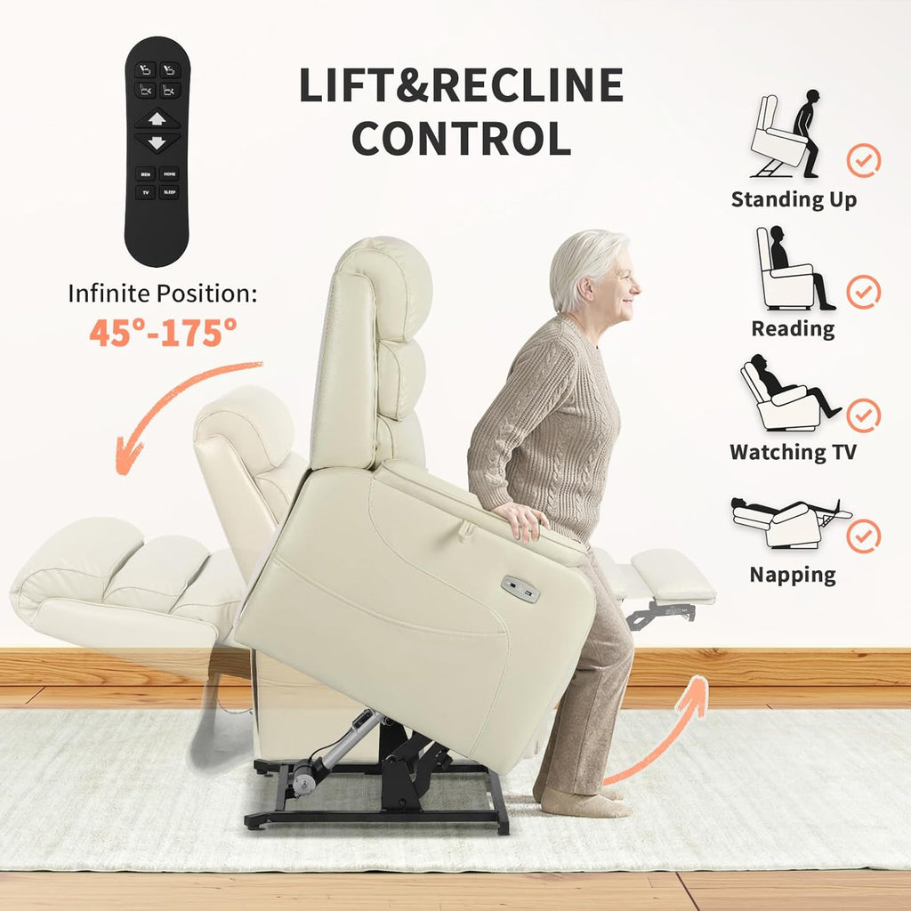 EONIX Power Lift Recliner Chair for Elderly, Massage & Heat, Large