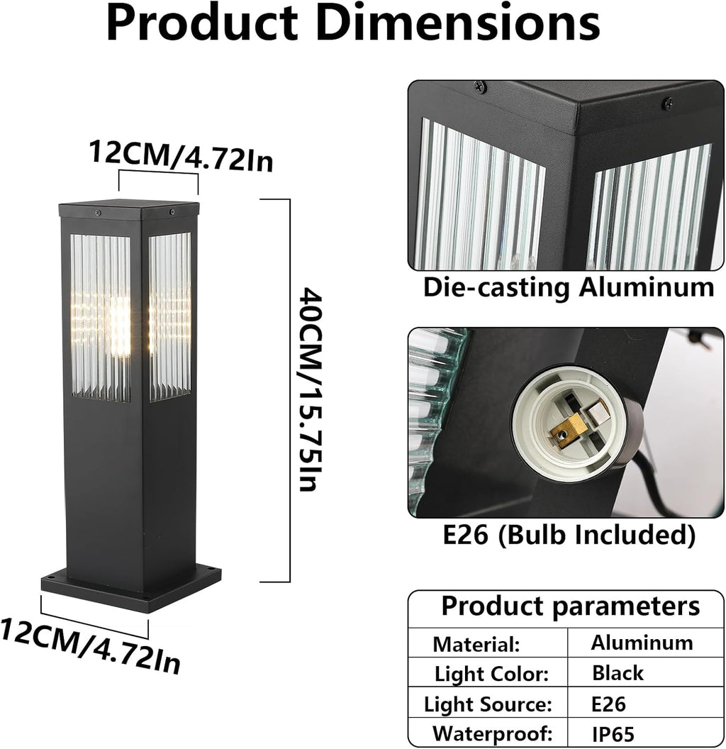 E26 Landscape Path Light,15.75 Inches Modern Outdoor 3000K Bollard Lighting