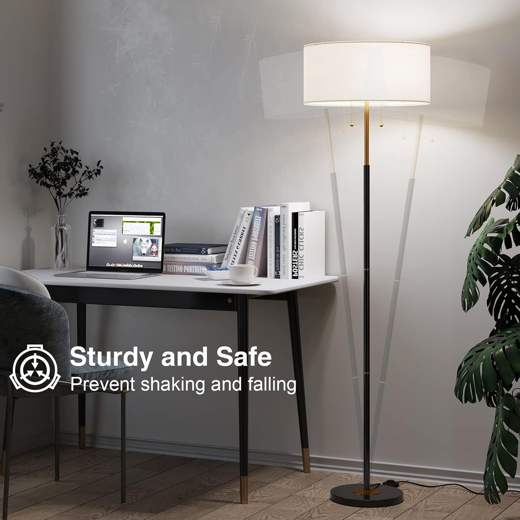 2-Light 3 Color Temperature Mid Century Floor Lamp for Living Room