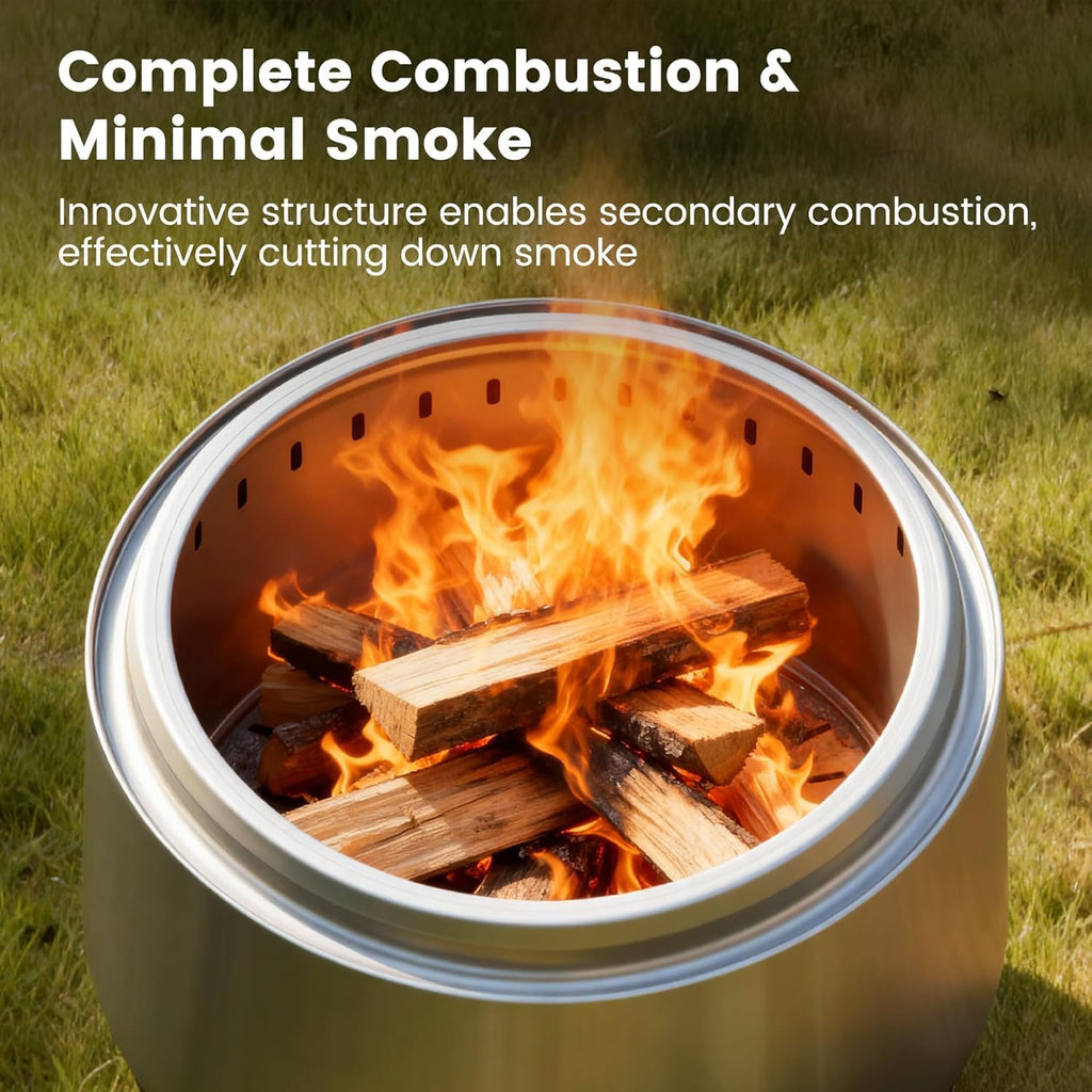 Outdoor Smokeless Fire Pit Stainless Steel Wood Burning Firepit