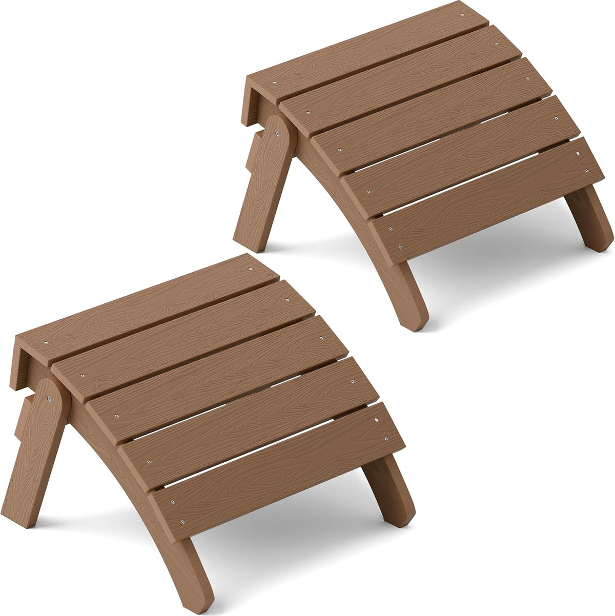 YEFU Folding Adirondack Ottoman Outdoor Set of 2, Teak