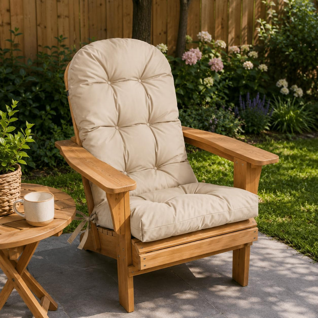 Outdoor Adirondack Chair Cushions Set of 2, Waterproof Patio Rocking Chair Cushions High Back, Thickened Patio Chair Pad for Indoor with Tie Straps,48x19x4 inches (2, Kahaki)