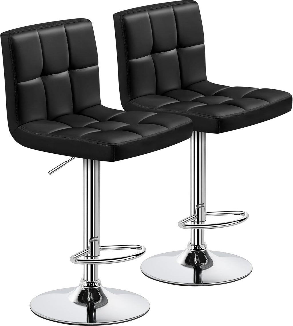 Yaheetech Bar Stools Set of 2 Adjustable Counter Height Barstools Black