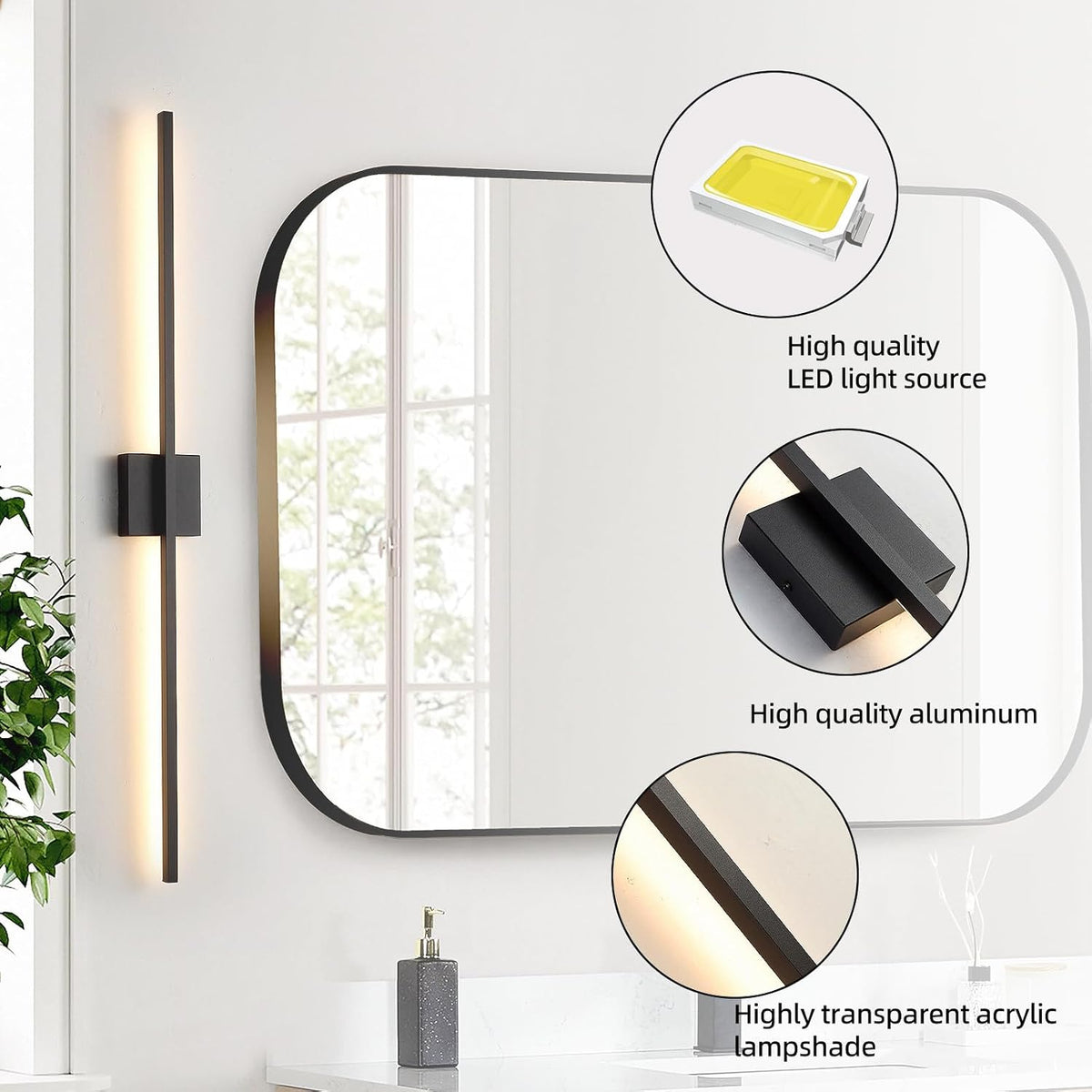 Black Wall Sconces Set of Two LED Dimmable Sconces Wall Lighting