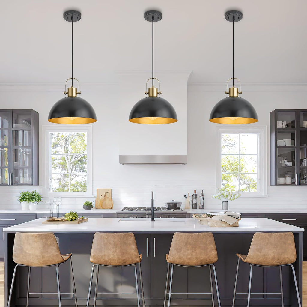 12 inch farmhouse pendant lights, black, 3 pack on a desk or shelf