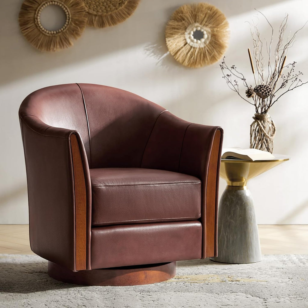 hulala home leather swivel accent chairs with wood on a desk or shelf