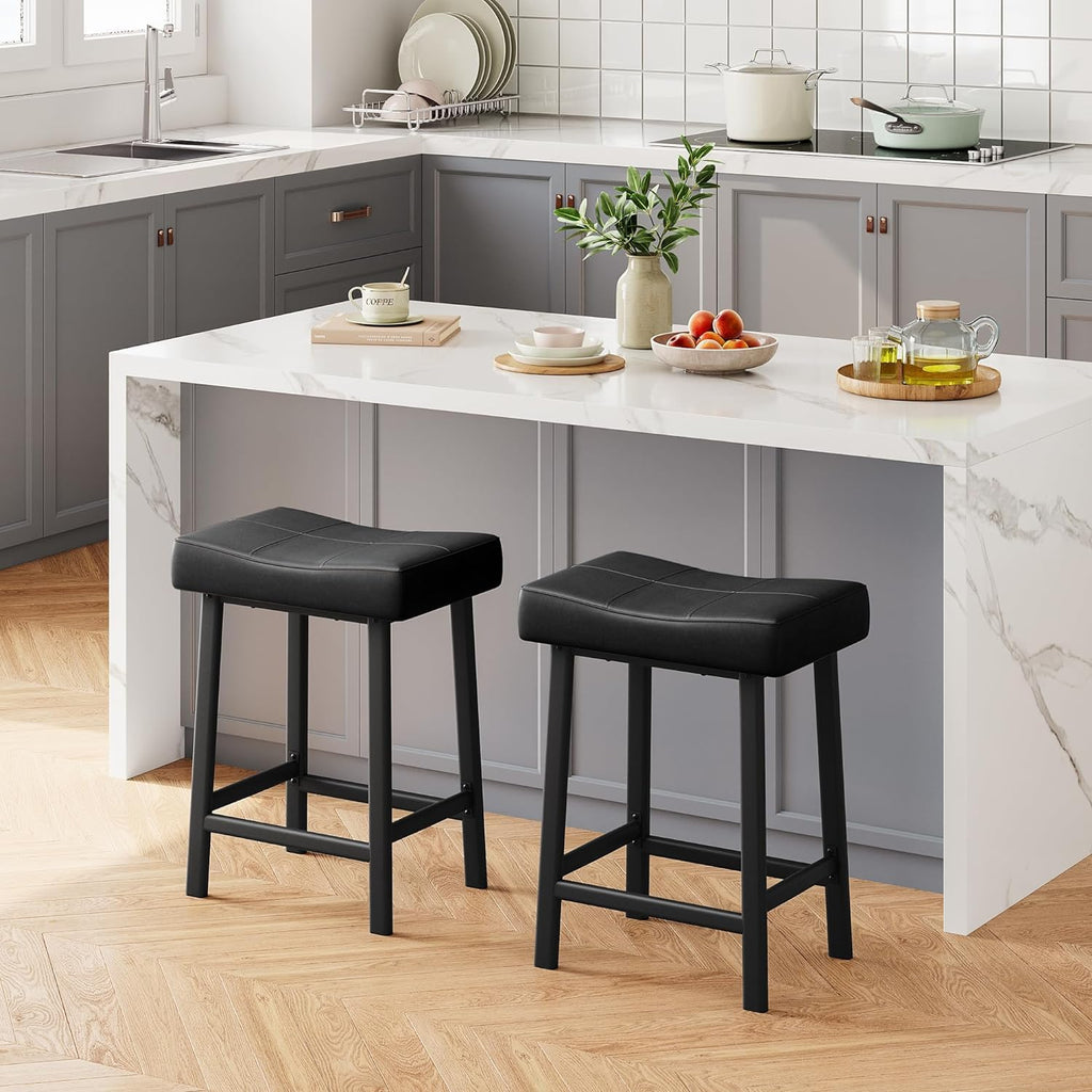 GAOMON Bar Stools Set of 2, 24" Counter Height Upholstered Padded Barstools