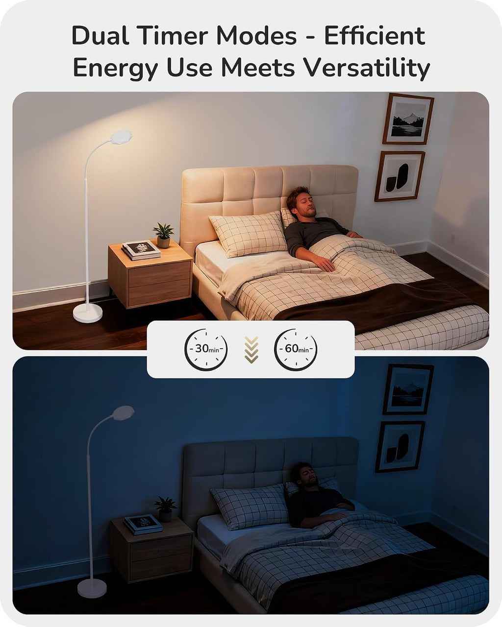 EDISHINE Gooseneck Floor Lamp 1300LM LED Floor Lamps for Living Room White