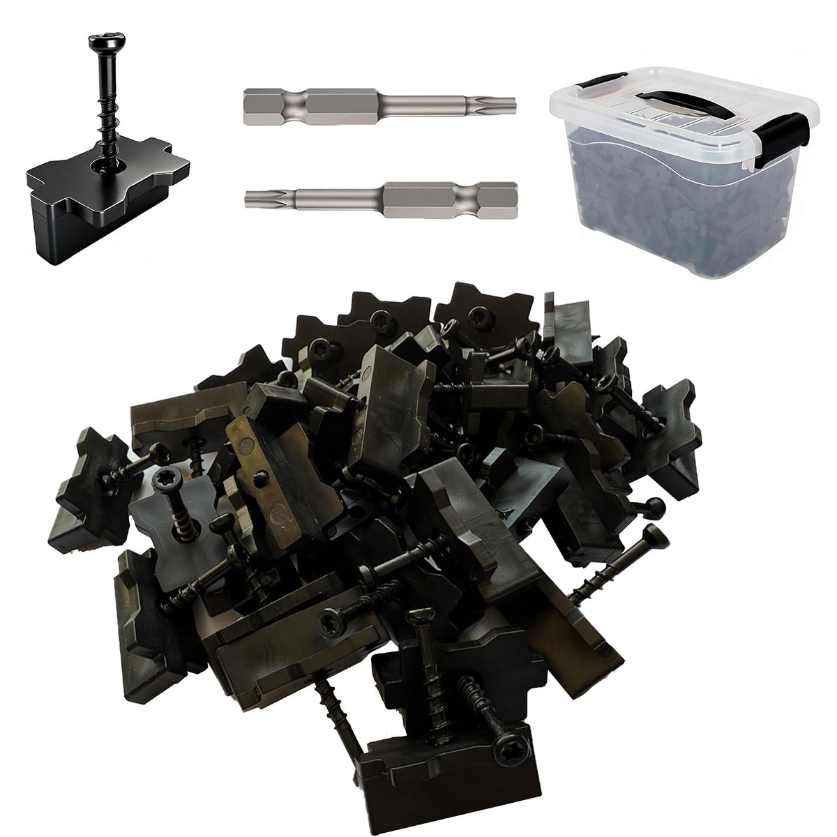 1250pcs Hidden Deck Fasteners for Decking Board,Composite Deck Clips Plastic Hidden Fastners with Metal Screws,Universal Nylon Clips for Composite Decking Cover 600 sq. ft of Deck (1250)