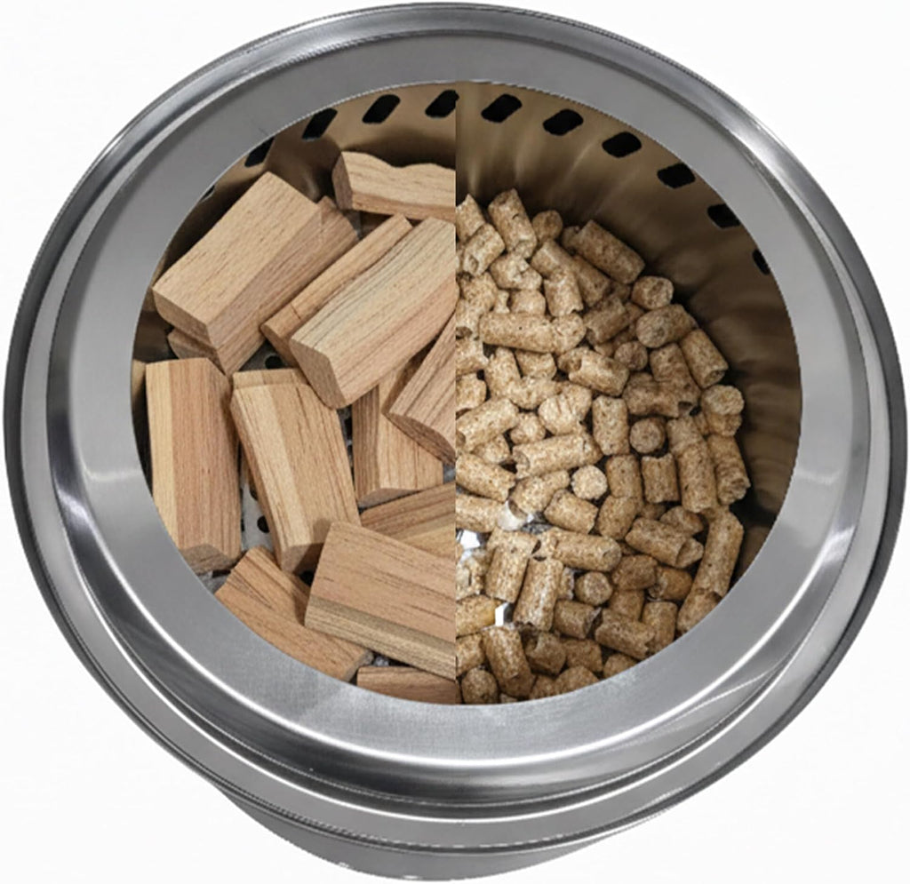 Relaxdays Smokeless Tabletop Fireplace, Stainless Steel, 25 x 22.5 x 22.5 cm, Removable Ash Tray, Camping, Silver