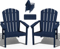 nevilywood Stackable Adirondack Chair, HDPE Outdoor Chair Set of 2, Navy