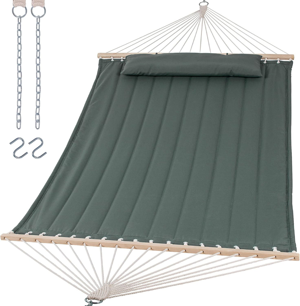 SUNCREAT Extra Large Outdoor Portable Hammock, Gray Green
